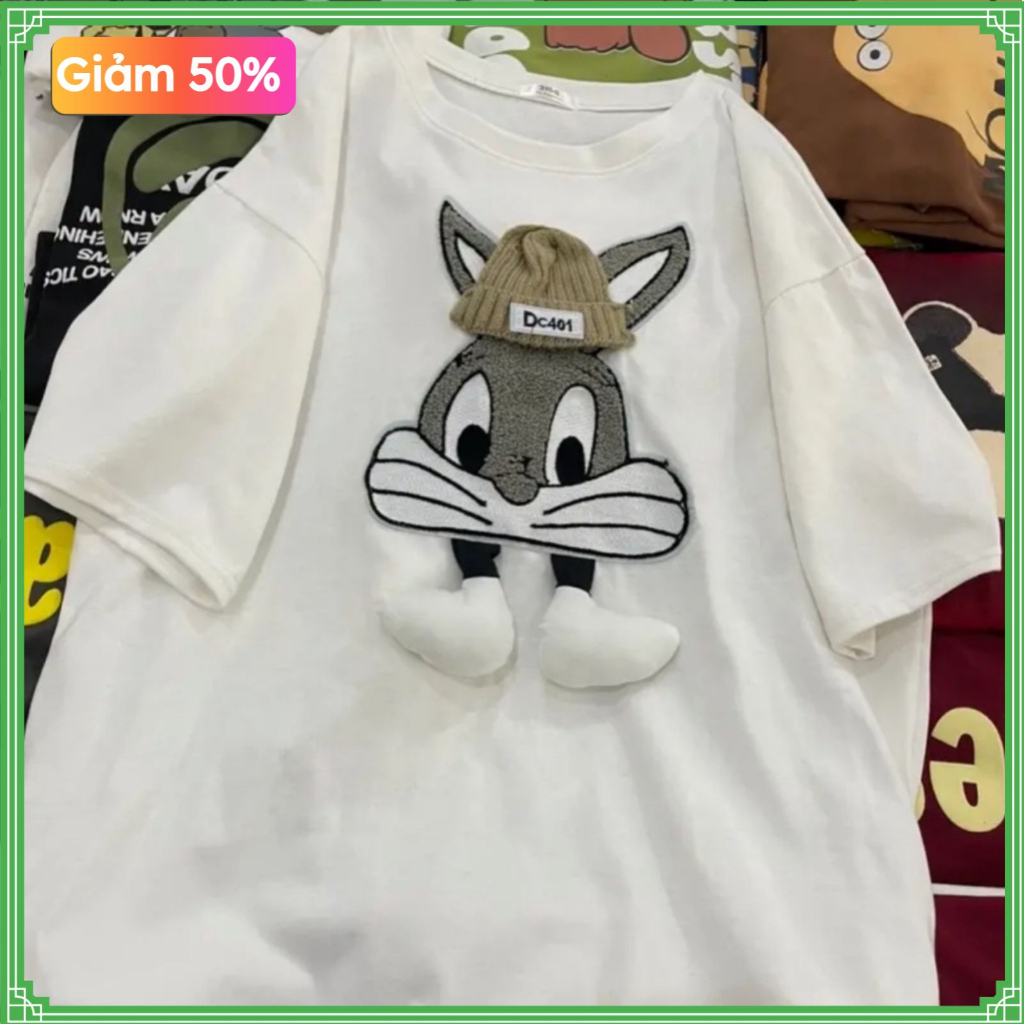 Áo thun nữ nam tay lỡ form rộng GấuThêu Oversize Unisex chất cotton siêu đẹp vải dày dặn | BigBuy360 - bigbuy360.vn
