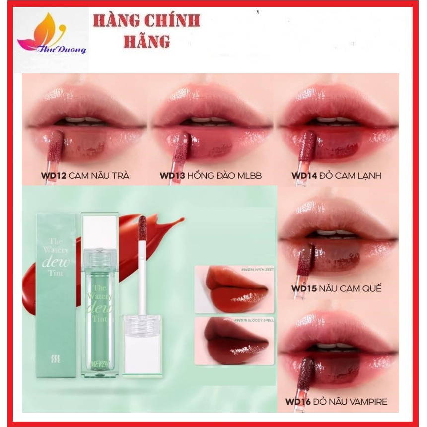 Son Tint Lì, Lâu Trôi Cho Đôi Môi Ẩm Mịn Merzy The Watery Dew Tint 4g
