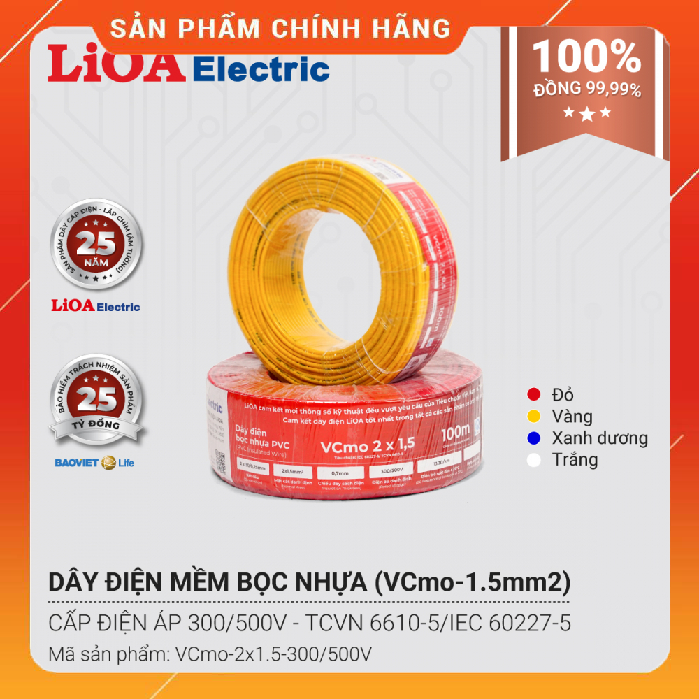 BÁN THEO MÉT Dây Điện Đôi LiOA 2x1,5 2x2,5 2x4 2x6 Chính Hãng Dây Mềm Bền