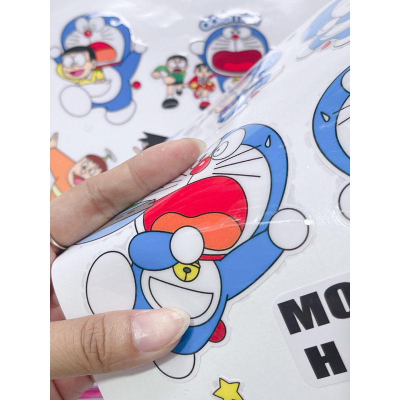 Tem nổi hoạt hình Doremon dán trang trí xe máy, tem tổng hợp mẫu Doremon Nobita có sẵn keo dán