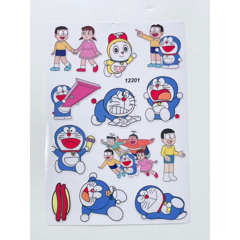Tem nổi hoạt hình Doremon dán trang trí xe máy, tem tổng hợp mẫu Doremon Nobita có sẵn keo dán