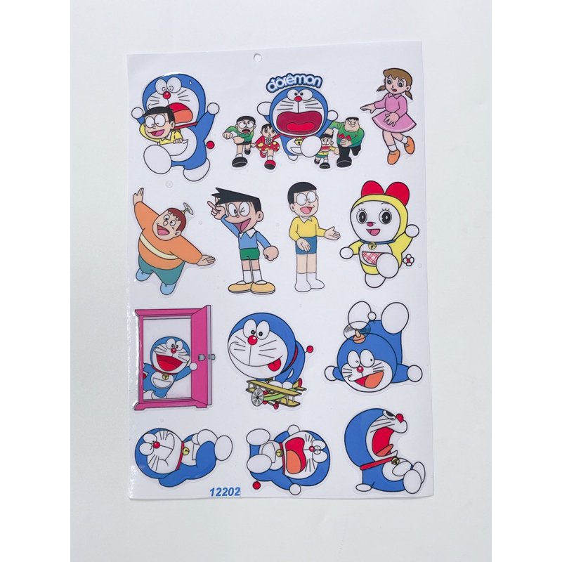 Tem nổi hoạt hình Doremon dán trang trí xe máy, tem tổng hợp mẫu Doremon Nobita có sẵn keo dán
