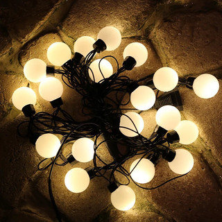 Dây đèn led bi to 4cm 5m hoặc bi nhỏ 2cm 5m trang trí ngoài trời đèn ánh sáng vàng ấm ( PINGPONG LIGHT)
