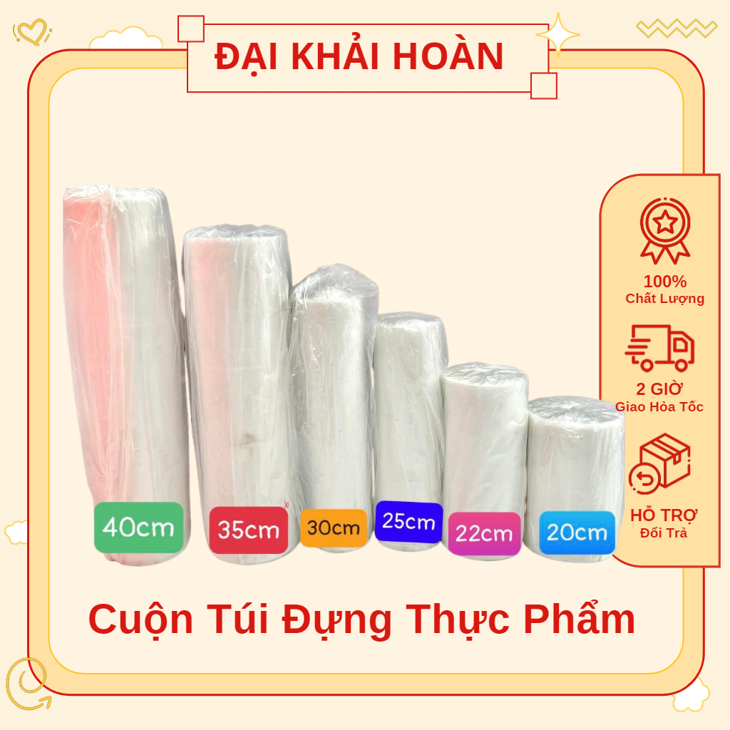 Cuộn túi xốp xé đựng thực phẩm| Túi đựng rau củ| Túi đựng thực phẩm đủ kích thước (1kg - 2kg)