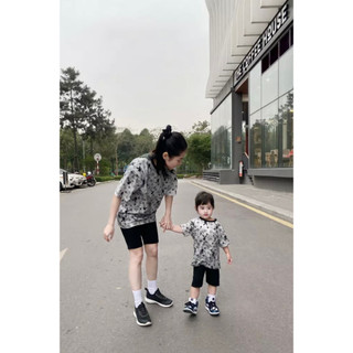 Bộ mẹ con lv loang in tràn áo cộc tay quần legging mã 141