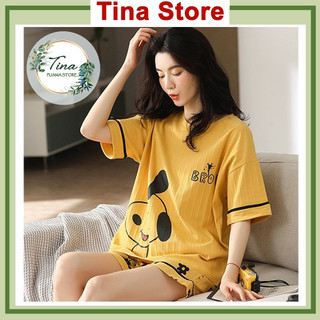 Đồ ngủ cute, đồ ngủ pijama ngắn Tina cotton cổ tròn