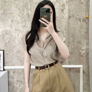 Áo sơ mi nữ,kẻ sọc xắn tay,tay hến- áo sơ mi nữ kẻ sọc trẻ trung năng động nhiều màu sắc- freesize dưới 53kg- sơ mi kẻ