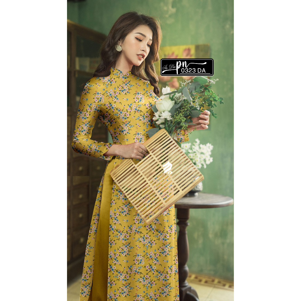 Vải in 3D - Pn0323 - vải may áo dài họa tiết hoa nhí full khổ - may váy đầm/đồ bộ