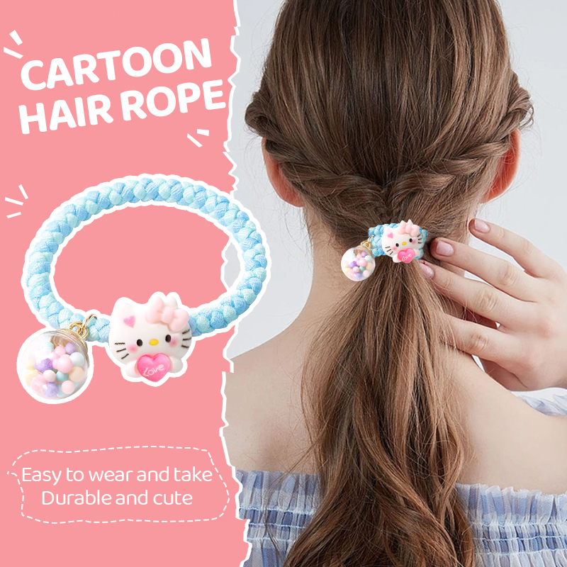 miumiuaSanrio Dây Buộc Tóc Cao Su Bện Hình Động Vật Hoạt Hình Nhiều Màu Sắc Ngọt Ngào Cho Nữ