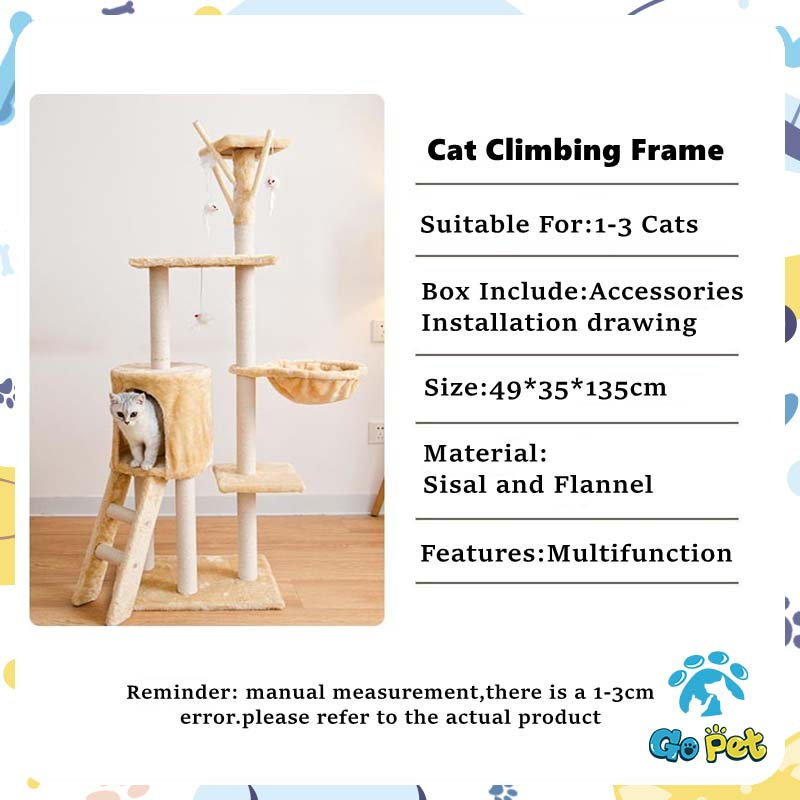 Mèo Leo Khung Năm Tầng Có Thể Tháo Rời Và Giặt Kèm Đồ Chơi Treo