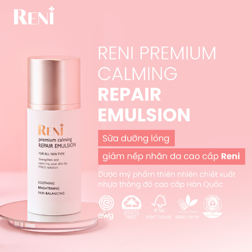 Emulsion/ Sữa dưỡng phục hồi da RENI Premium Calming Repair Emulsion 100ml tăng độ đàn hồi, làm da mịn màng