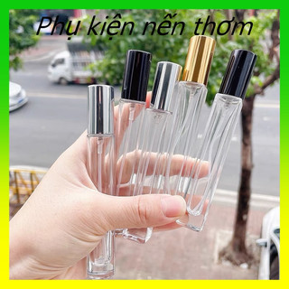 Lọ chiết nước hoa rỗng 10ml thuỷ tinh - Chai chiết nước hoa thiết kế trụ vuông nắp nhựa, dạng xịt