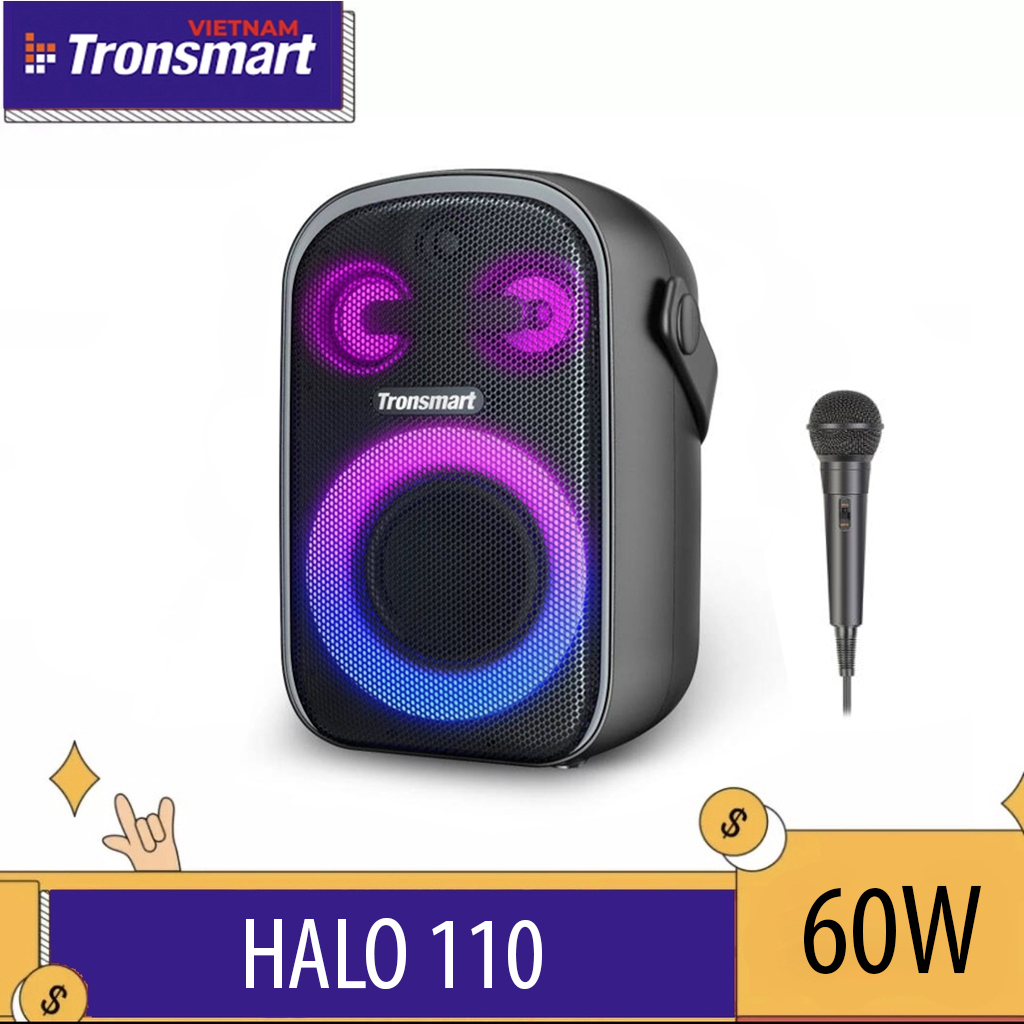 Loa Karaoke Tronsmart Halo 110 Bluetooth 5.3 Công Suất 60W Kèm Micro Có Dây Chống Nước IPX7