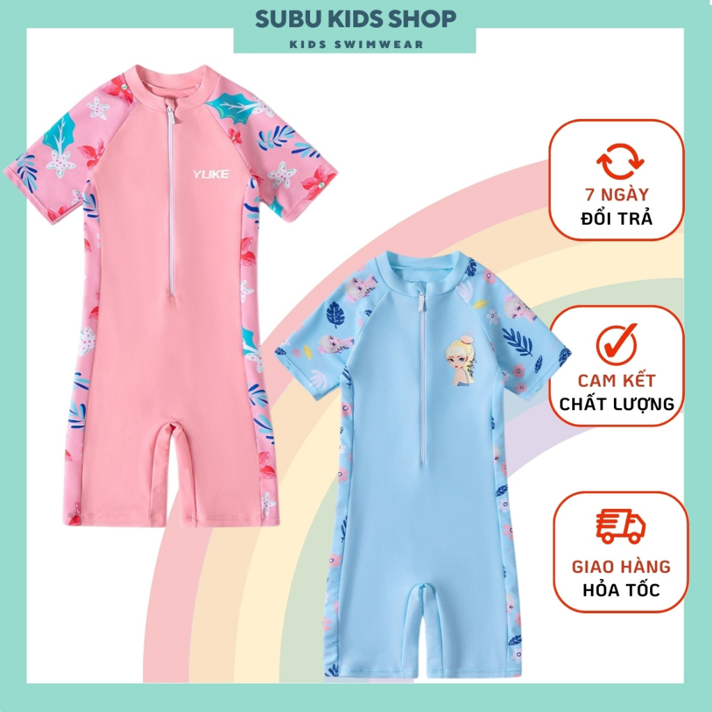Đồ bơi liền thân bé gái họa tiết xinh xắn khóa trước tiện lợi hàng cao cấp hãng Yuke mẫu mới 2023