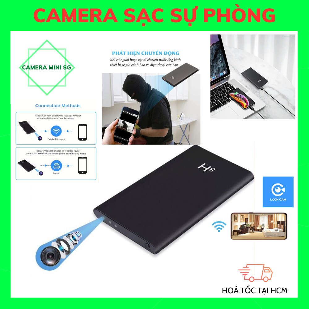 Camera Sạc Dự Phòng Wifi Thông Minh Thời Gian Sử Dụng 7 Giờ Hỗ Trợ Ghi Âm Chụp Hình Có Hồng Ngoại