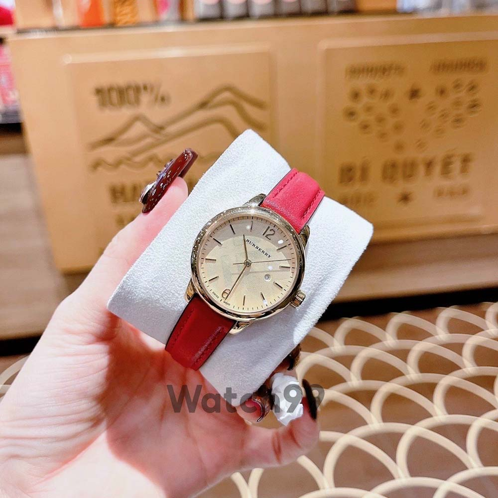 Đồng hồ nữ B.u.r.b.e.r.r.y BU10101 mặt chạm khắc vân nổi 3D dây da mềm mại ôm tay | BigBuy360 - bigbuy360.vn