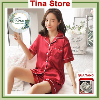 Bộ ngủ lụa pijama Tina tay ngắn