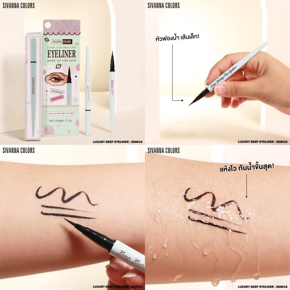 Bút kẻ mắt nước eyeliner Sivanna Colors Long Lasting Fine Thái Lan chống nước lâu trôi ES8016 chính hãng