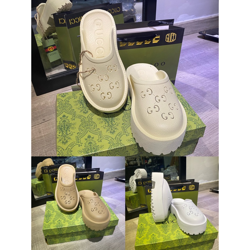 Dép Gucci nữ 🥰FREE SHIP 🥰Dép sục nhựa Gucci đế cao 5cm - nhẹ êm chân