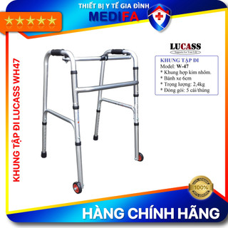 [Chính Hãng] Khung tập đi cho người lớn Lucass WH47 hợp kim nhôm không gỉ, có bánh xe di chuyển