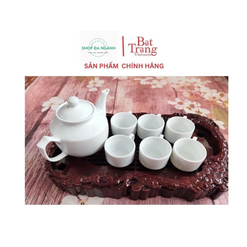 Bộ ấm chén uống trà, bộ ấm chén Bát Tràng dáng vuông không bao gồm đĩa lót