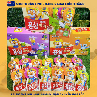 Nước hồng sâm Paldo Pororo Hàn quốc túi 100ml, Nước hồng sâm trái cây pororo đủ vị cho bé , Date 2024