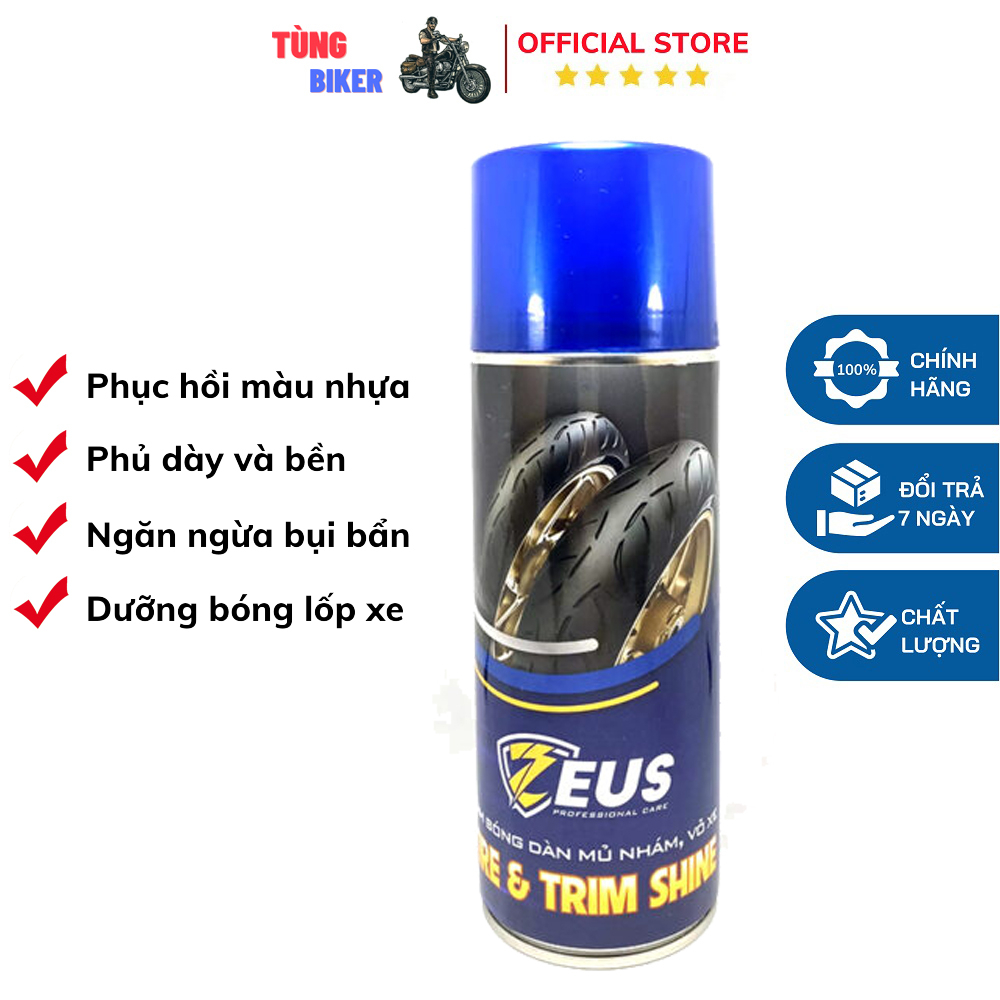 Chai Xịt Phục Hồi Nhựa Nhám, Làm Bóng Vỏ ZEUS TIRE & TRIM SHINE