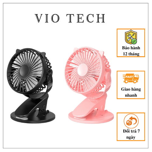Quạt tích điện 2in1 để bàn kiêm kẹp bàn đa năng xoay 360, pin trâu