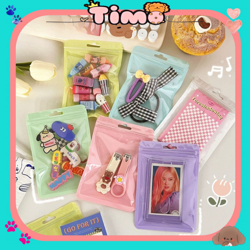 Túi Zip Nhỏ Trong Suốt Mini Đựng Card Bo Góc Nhiều Màu Timo GQ08