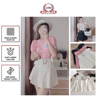 Chân váy xếp ly kèm đai chất kaki dày dặn cạp cao có quần bảo hộ - Xưởng May LTM-ms-86
