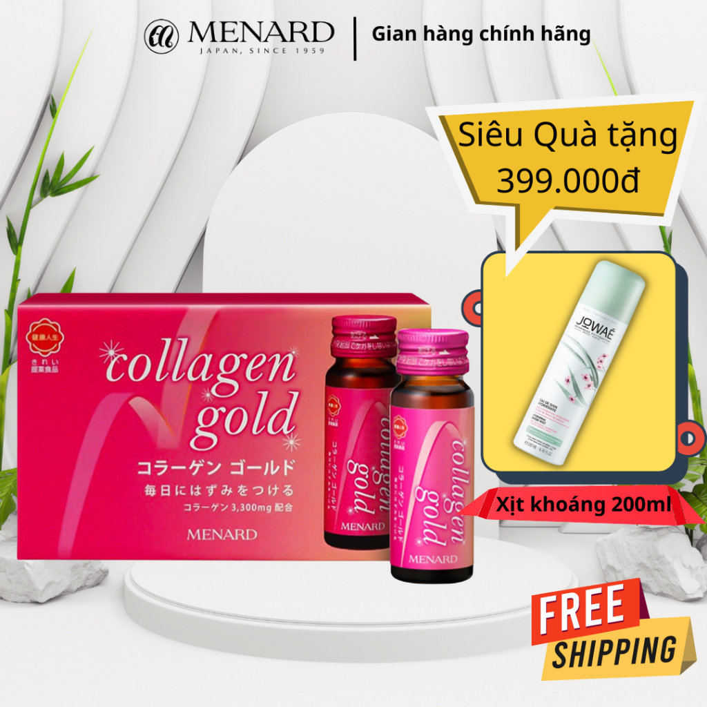 Collagen Gold MENARD nội sinh Nhật Bản tăng đề kháng, phục hồi trẻ hóa da - hộp 10 chai - 30ml/chai