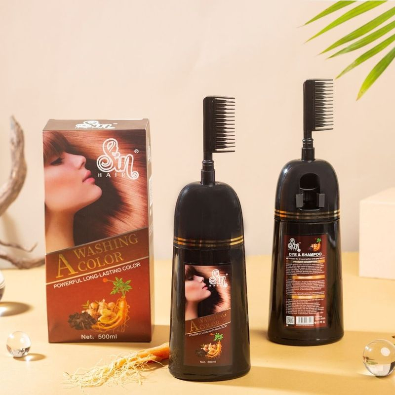 Dầu Gội Phủ Bạc Sin Hair Nhật Bản 500ml Phủ Bạc Màu Đen Nâu Màu Thời Trang Đều Màu Tự Nhiên Tinh Chất Nhân Sâm