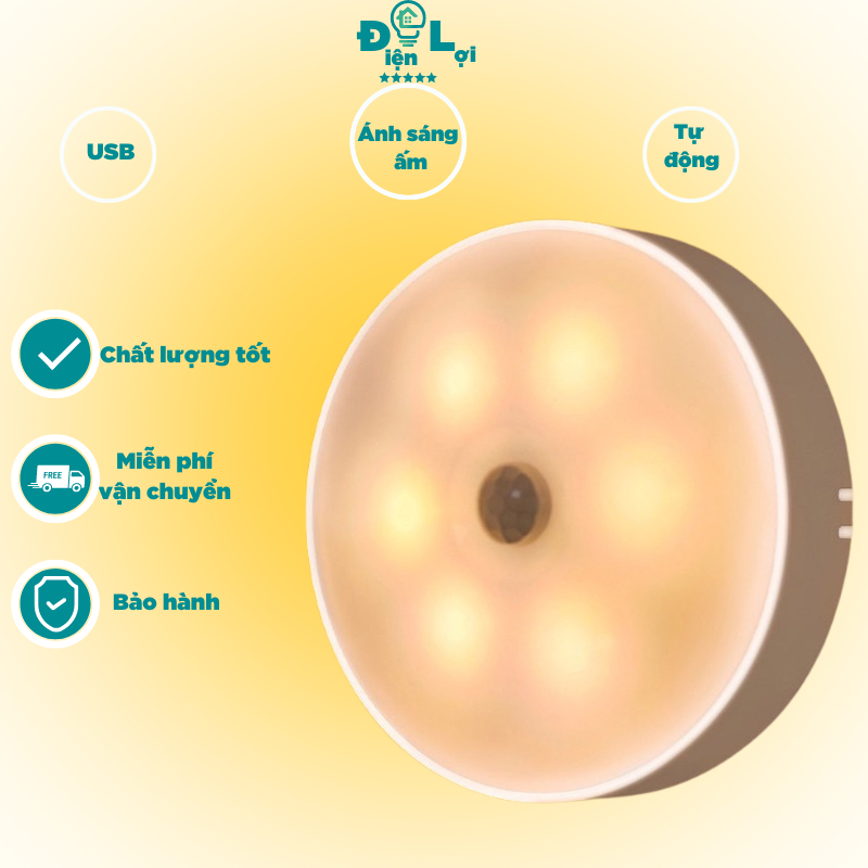 Đèn Led Cảm Biến Chuyển Động Loại Tốt , Đèn Tròn Cảm Ứng Dán Tường Thông Minh Không Dây Dán Tủ Quần Áo, Thích Hợp Mọi Kh