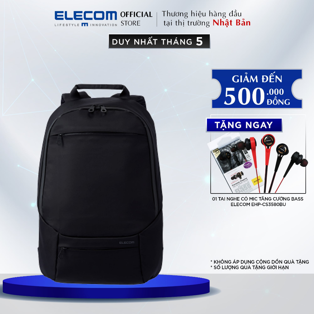 Balo laptop kháng khuẩn 15.6" ELECOM BM-BPAB01 Hàng chính hãng - Bảo hành 12 tháng
