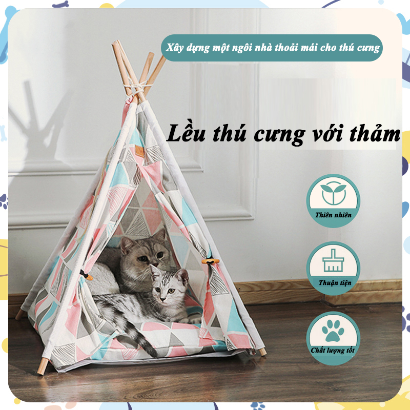 【Lều thú cưng】 Lều mèo và chó có thể tháo rời có thể làm rửa sạch lều thú cưng thảm giường nhà mèo