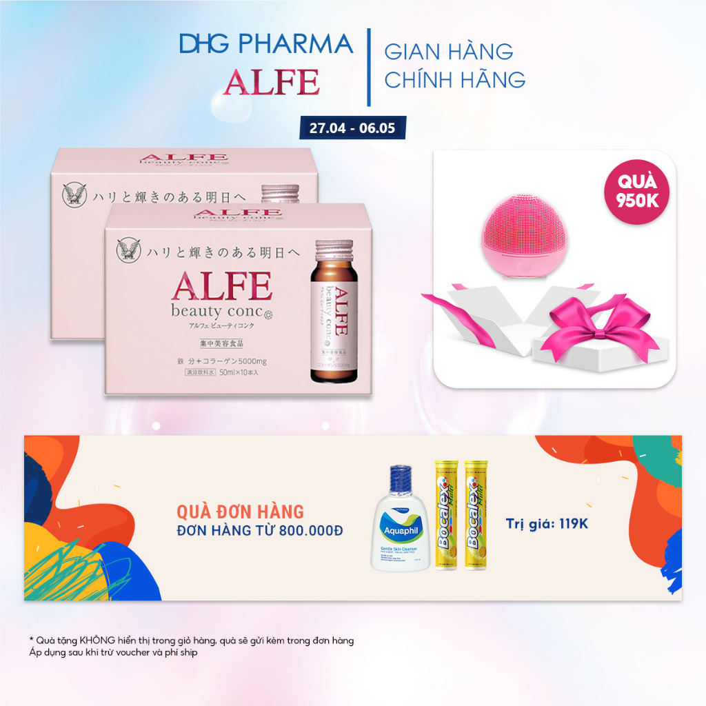 Collagen uống ALFE Beauty Conc hỗ trợ tăng đàn hồi da, giúp da sáng đẹp mịn màng 20 chai x 50ml - Chính hãng DHG Pharma
