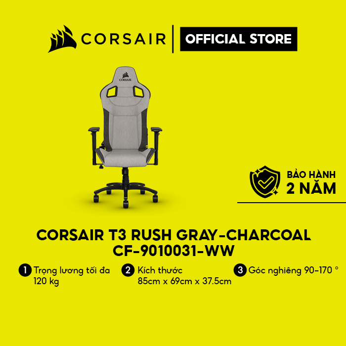 Ghế Corsair T3 RUSH Gray-Charcoal/CF-9010031-WW