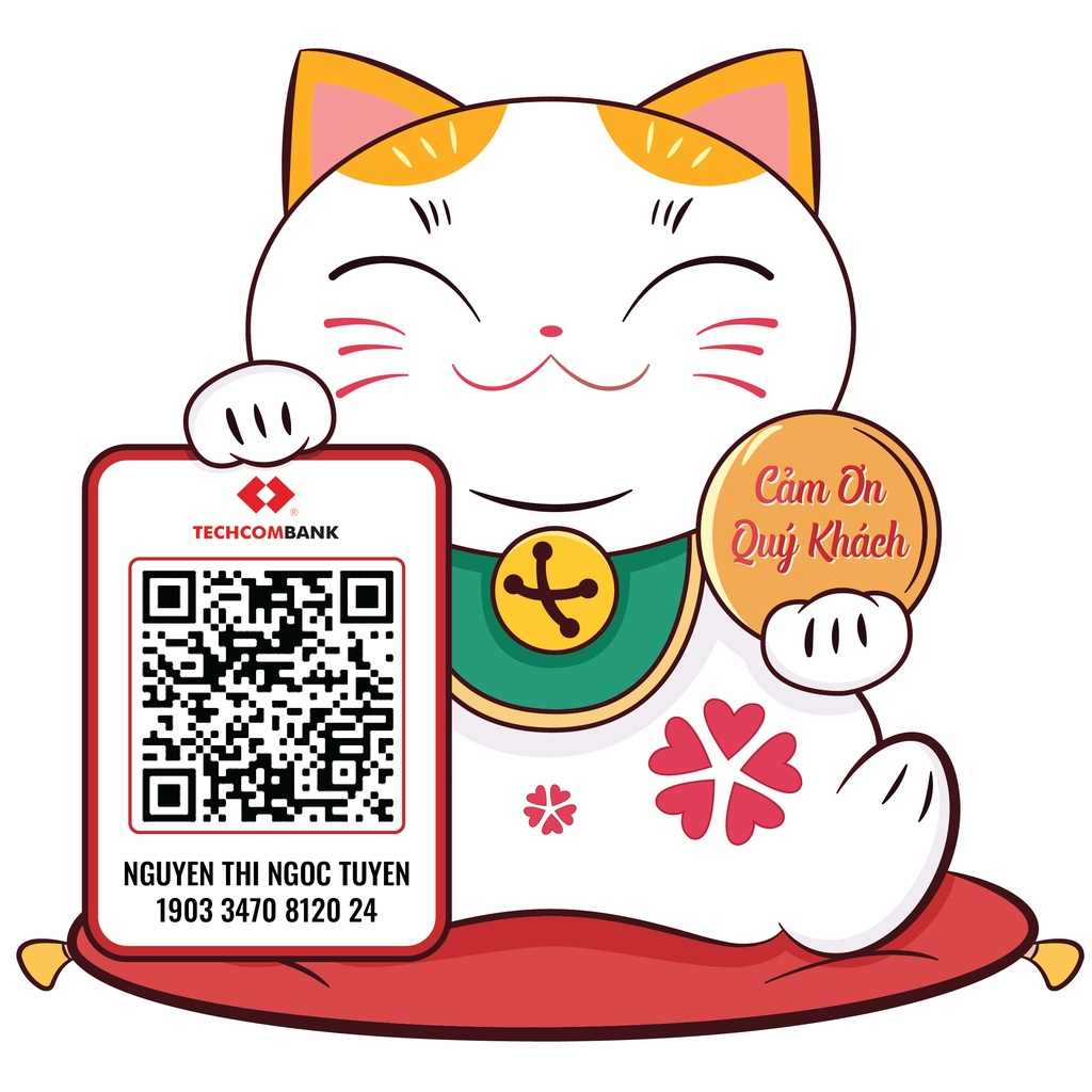 Bảng mèo thần tài in mã qr code để bàn chất liệu mica in theo yêu cầu chất lượng bên đẹp, cao cấp