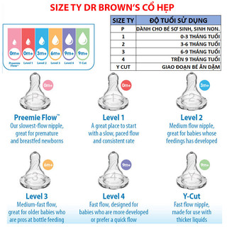 Núm Ty Silicone Dr.Brown's Cổ Thường Size 4 (9 tháng trở lên)