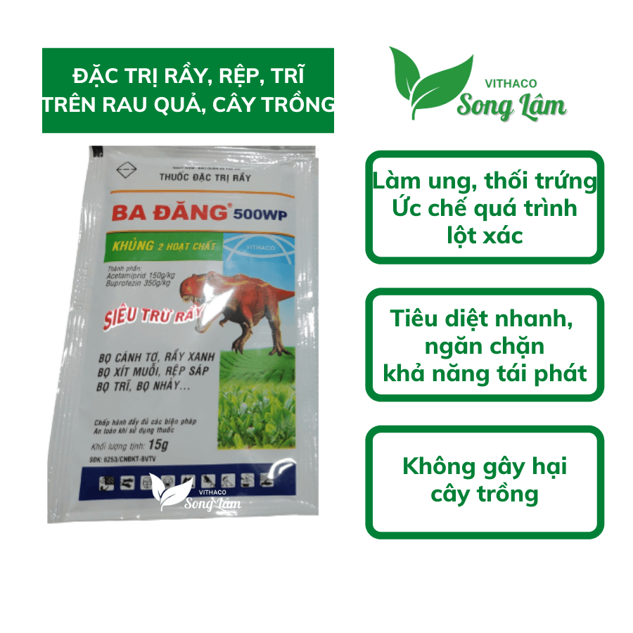 Chế phẩm trừ rầy, rệp, bọ trĩ, bọ xít, mọt đục cành Ba Đăng 500WP