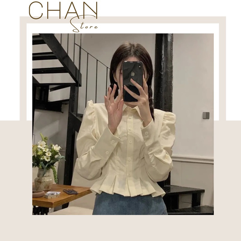 Áo sơ mi kiểu xếp li eo phong cách hàn quốc M8