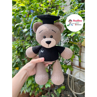 Thú len nhồi bông handmade - Gấu tốt nghiệp