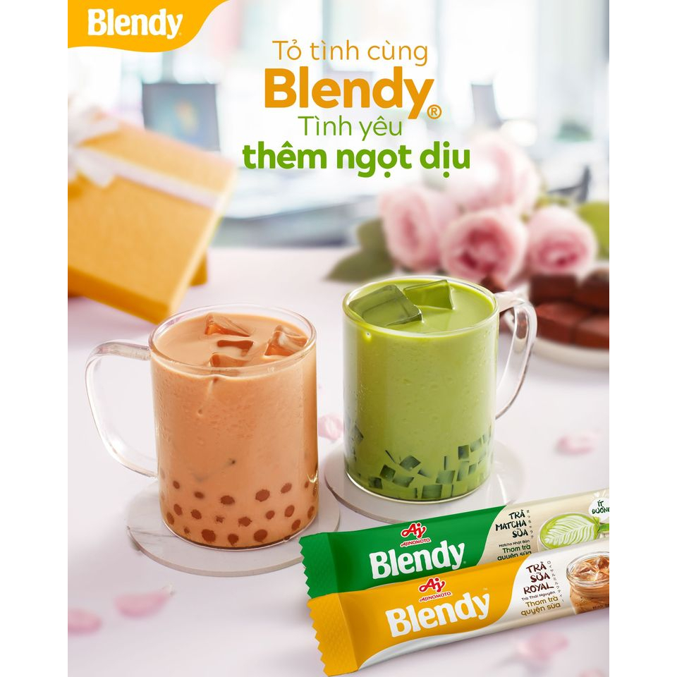 Combo 2 Hộp Trà Matcha Sữa 160g/Hộp và Blendy® Trà Sữa Royal 144g/Hộp