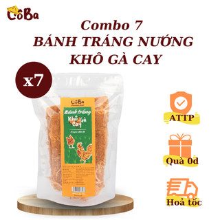 Bánh tráng nướng khô gà cay Cô Ba 140g đồ ăn vặt, mồi nhắm, mồi nhậu ngon, giá rẻ cho dân văn phòng, học sinh