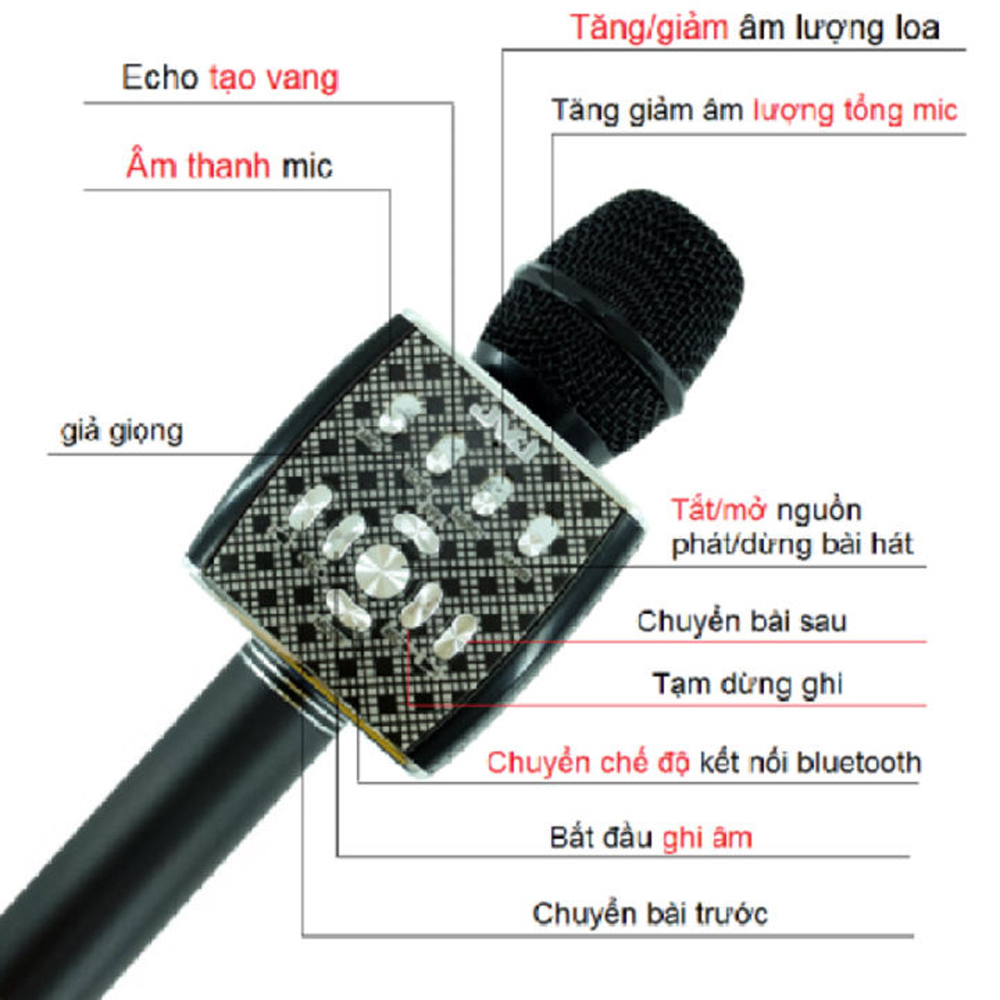 Micro Karaoke Bluetooth YS95, Mic Hát Karaoke Bluetooth Không Dây Kèm Loa Hát Cực Hay Mic Hát Cực Nhẹ - Hút Âm Tốt
