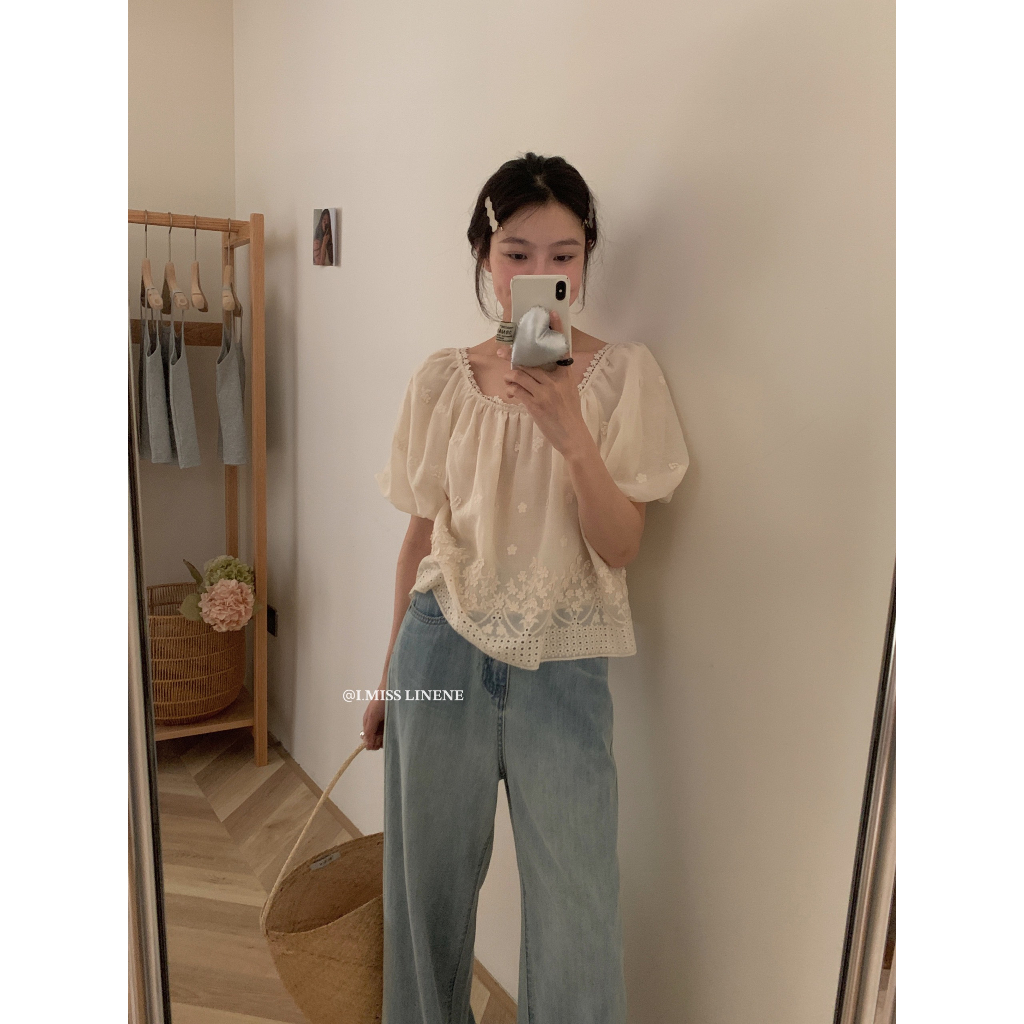 Áo thô chân ren tay bồng 70055 IMISS