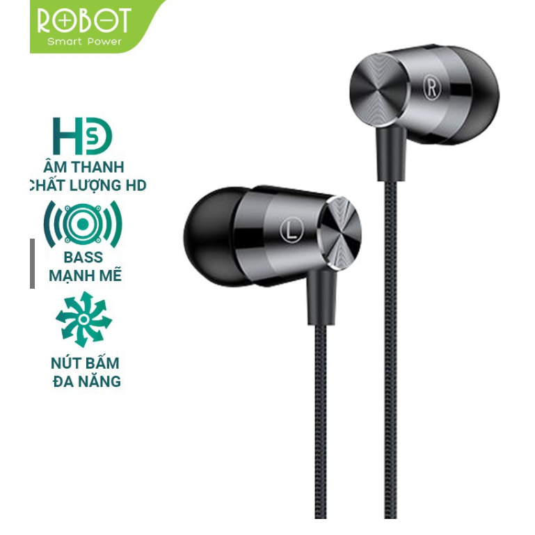 Tai Nghe Có Dây -Jack cắm 3.5mm - Âm Thanh Sắc Nét- ROBOT RE101S