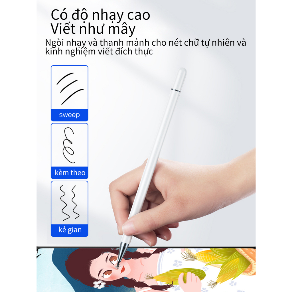 Bút cảm ứng Goojodoq Đa Năng Stylus Pencil phổ quát 2 in 1 dành bút vẽ cảm ứng cho Android/Ipad/HUAWEI/xiaomi pad
