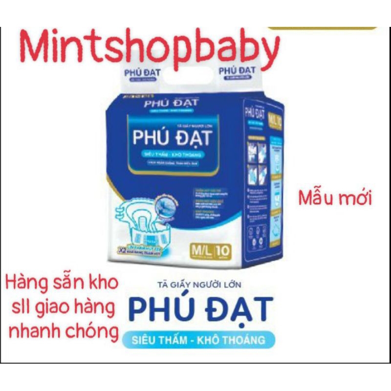 túi 10 miếng Tã bỉm dán Phú đạt Có vách chống tràn dành cho người già, phụ nữ sau sinh size ML