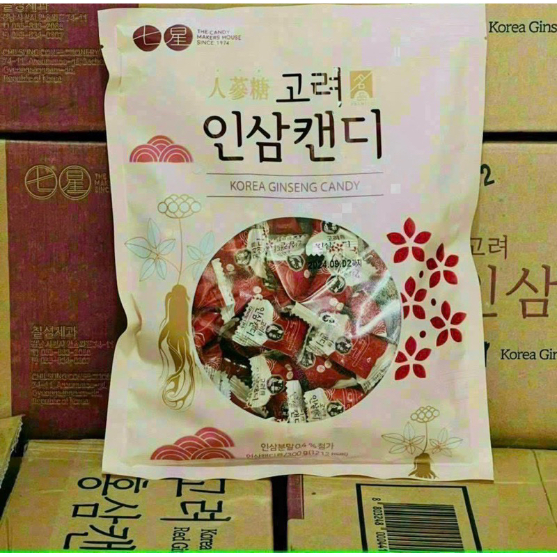 Kẹo Nhân Sâm Túi 300gr-Hồng